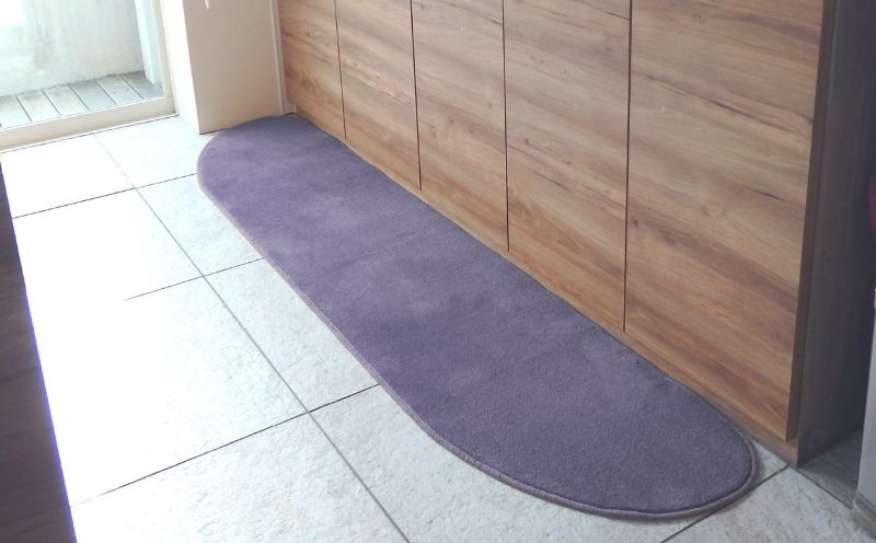 北欧風キッチンマット ラグマットタイプ 45×255cm ゆりかご型 モーブ 抗菌防臭 SEK 織人しきもの屋工房