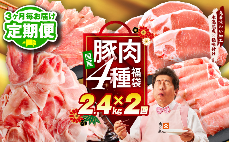 【定期便】国産豚肉 4種 2.4kg×全2回【氷温熟成×極味付け 小分け 300gパック ぶたにく 普段使い 野菜炒め 切り落とし 訳あり サイズ不揃い 2026年1月＆4月発送】