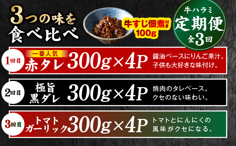 【食べ比べ定期便】牛ハラミ 1.3kg×全3回【牛肉 はらみ 小分け 焼肉 お弁当 BBQ 訳あり ワケアリ わけあり サイズ不揃い 規格外 TVで話題 大阪 泉佐野 大阪府 泉佐野市】