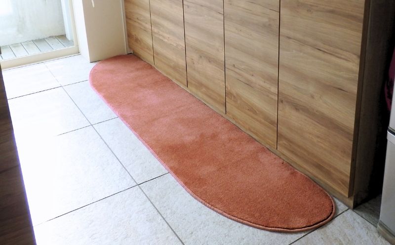 北欧風キッチンマット ラグマットタイプ 45×255cm ゆりかご型 ライトマホガニー 抗菌防臭 SEK 織人しきもの屋工房