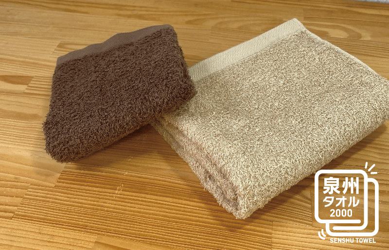 ナチュレル ブラウン系セットＢ（フェイス・ハンド各1枚） お試し泉州タオル【泉州タオル 国産 吸水 普段使い 無地 シンプル 日用品 家族 ファミリー】