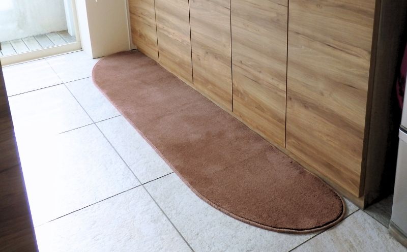 北欧風キッチンマット ラグマットタイプ 45×270cm ゆりかご型 ココア 抗菌防臭 SEK 織人しきもの屋工房