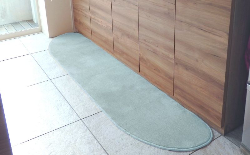 北欧風キッチンマット ラグマットタイプ 45×150cm ゆりかご型 アッシュミント 抗菌防臭 SEK 織人しきもの屋工房