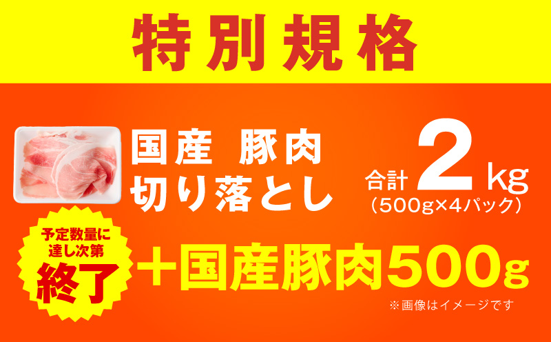 【特別規格】国産豚肉 切り落とし 2kg+500g【氷温熟成×極味付け 小分け 500g ぶた 普段使い 訳あり サイズ不揃い 圧倒的企業努力】