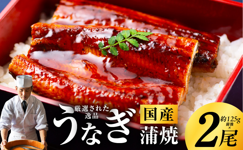 国産うなぎ 約125g×2尾 秘伝のたれ 蒲焼 鰻 ウナギ 有頭 炭火焼き 備長炭 手焼き