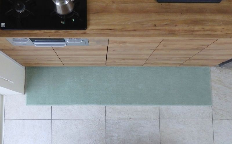 北欧風キッチンマット ラグマットタイプ 45×150cm ノーマル型 アッシュミント 抗菌防臭 SEK 織人しきもの屋工房