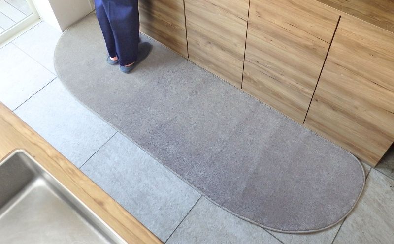 北欧風キッチンマット ラグマットタイプ 65×255cm ゆりかご型 シルバーグレー 抗菌防臭 SEK 織人しきもの屋工房