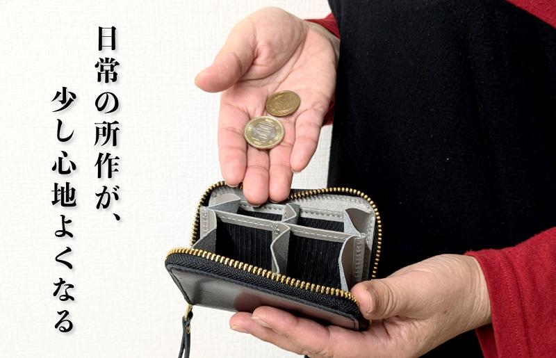 板谷革工房 本革小銭入れ「整然の手仕事」〈4仕切り・小銭整理〉（ブラック）