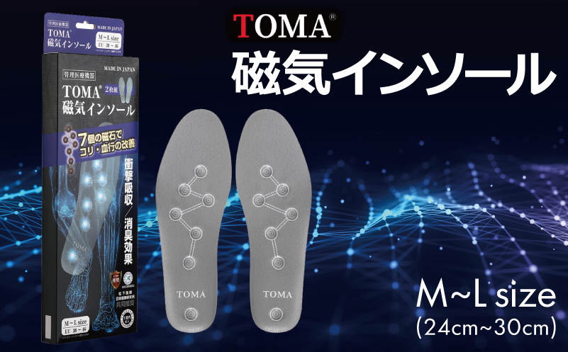 【スピード発送】TOMA磁気インソールM〜Lsize（24cm〜30cm）