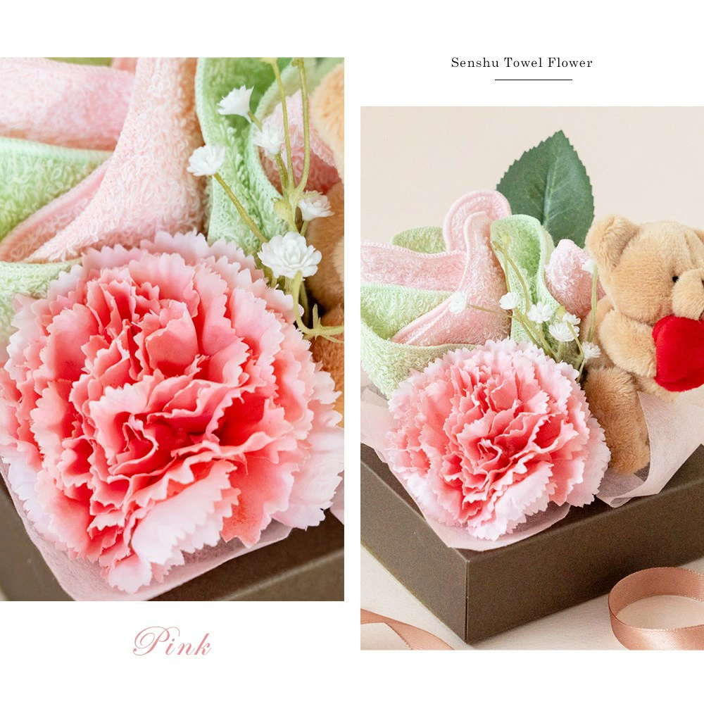 【母の日】泉州タオルフラワー くまちゃんアレンジ クリアボックス入