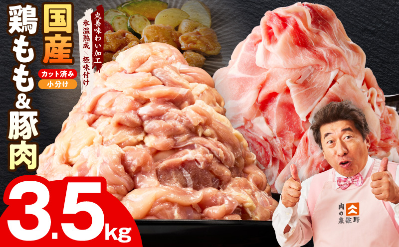 国産 豚肉＆鶏もも肉セット 3.5kg【氷温熟成×極味付け 2種 食べ比べ 普段使い 味付き 小分け 訳あり サイズ不揃い 】