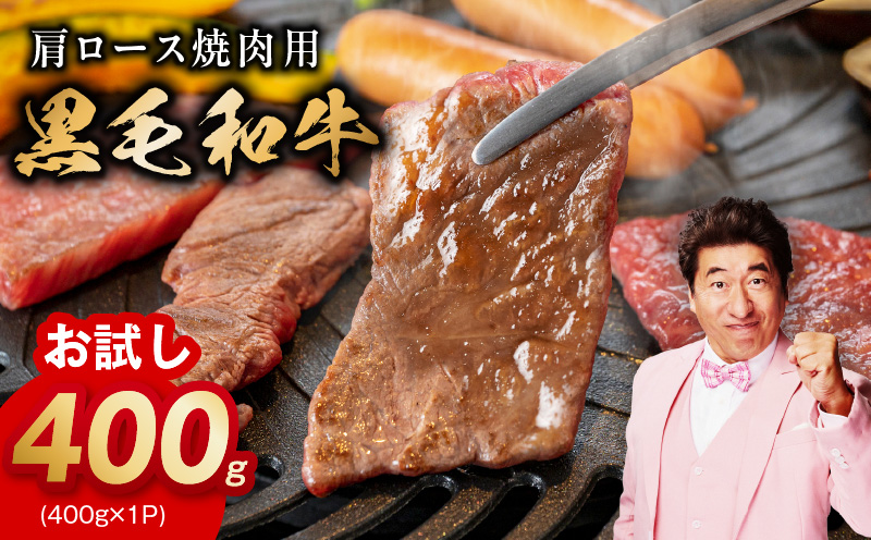 【お試し】黒毛和牛 焼肉用 400g【スピード発送 氷温熟成×特製ダレ 肩ロース 400g×1P 訳あり サイズ不揃い 焼肉 BBQ バーベキュー 人気 大阪 泉佐野 大阪府 泉佐野市】