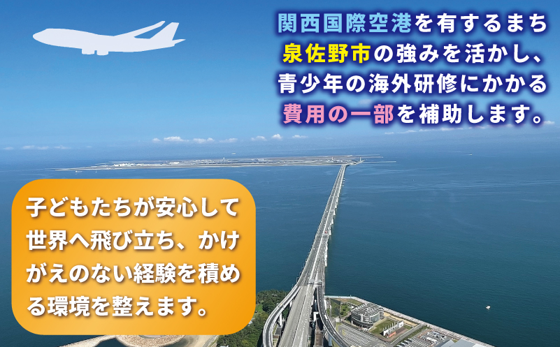 【返礼品なし】関空から世界へ飛び立つ！青少年海外研修補助応援寄附（大阪府泉佐野市）
