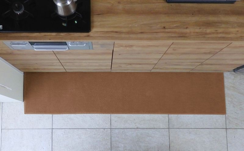 北欧風キッチンマット ラグマットタイプ 45×270cm ノーマル型 オーカー 抗菌防臭 SEK 織人しきもの屋工房