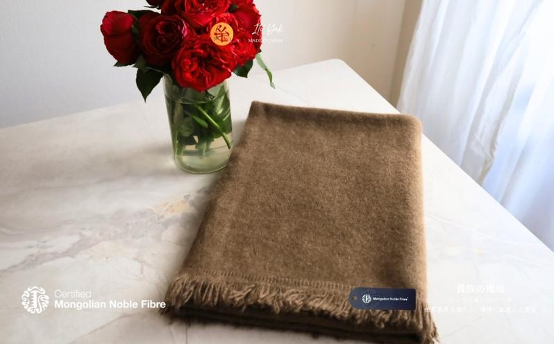 『Noble Fibre』100％ヤク・大判ストール ベージュ【高級 おしゃれ ファッション カシミア より暖かい 防寒】