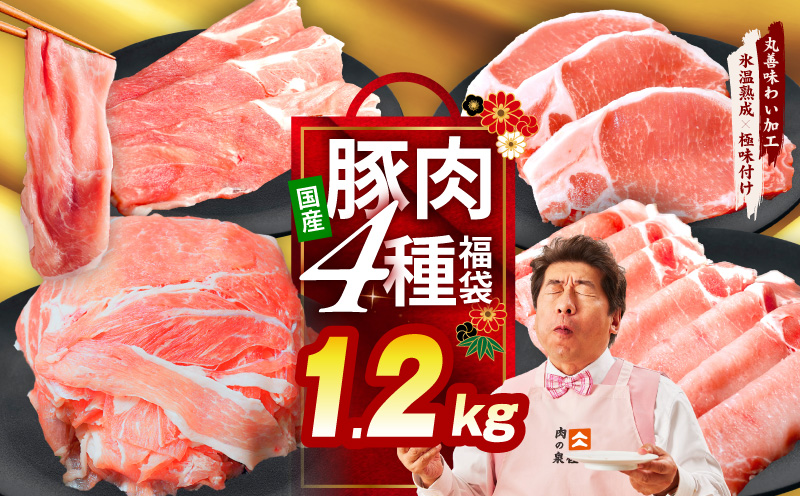 国産 豚肉 4種 総量 1.2kg【300g×4P 氷温熟成×極味付け 小分け ぶたにく 普段使い 野菜炒め】