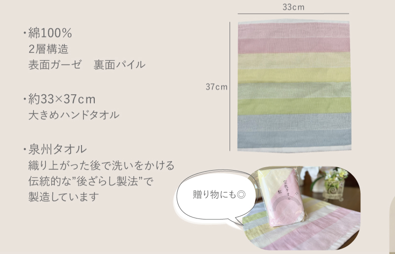 【スピード発送】空色タオル 虹 1枚【ハンドタオル 泉州タオル 日本製 ギフト 贈り物】