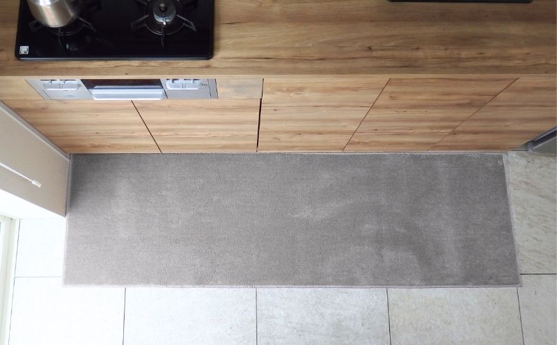 北欧風キッチンマット ラグマットタイプ 65×210cm ノーマル型 シルバーグレー 抗菌防臭 SEK 織人しきもの屋工房