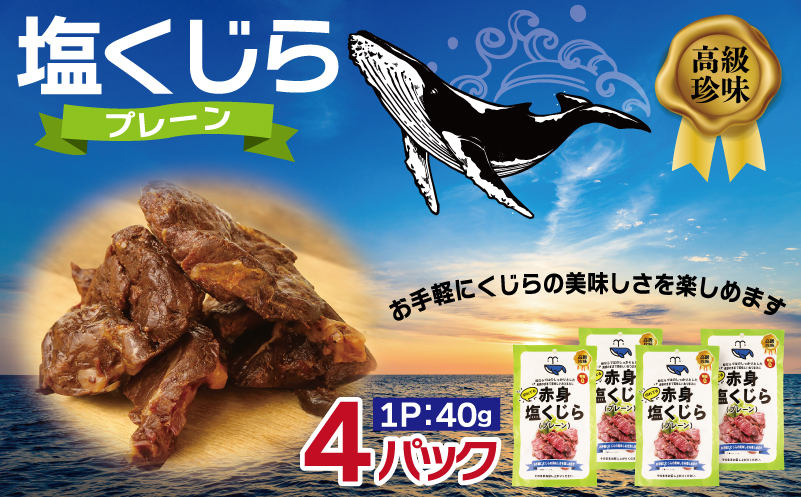 塩くじら プレーン 40g×4P【鯨 クジラ 鯨肉 赤身 おつまみ 珍味】