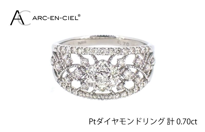 ARC-EN-CIEL プラチナ ダイヤリング(計 0.70ct)【鑑別書付き ジュエリー プレゼント ギフト ファッション アクセサリー 贈り物 贈答 お祝い 記念日】