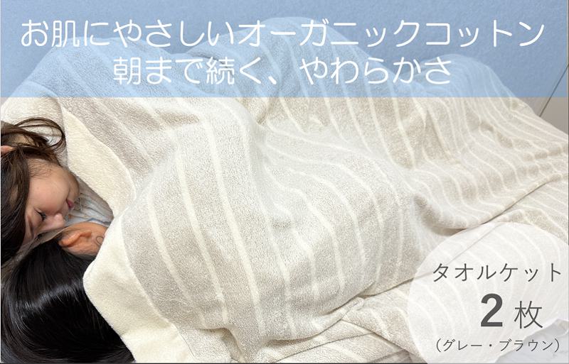 お肌にやさしいタオルケット（cotton meシリーズ）2枚セット（グレー・ブラウン）【泉州タオル 国産 吸水 普段使い シンプル 日用品】