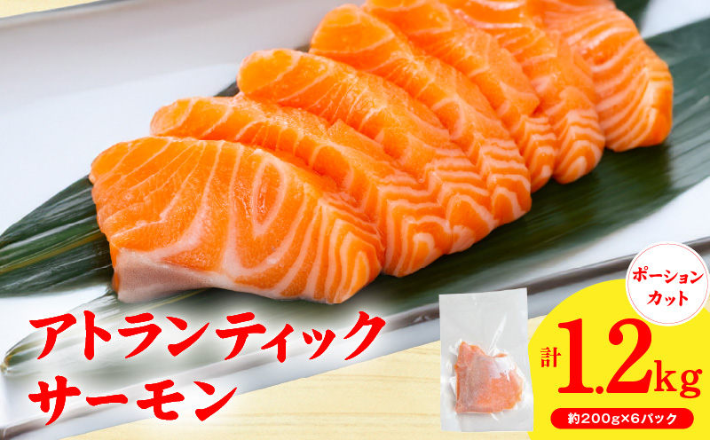 【スピード発送】アトランティックサーモン 1.2kg【小分け 200g×6P 柵切り 刺身 魚介 海鮮 さーもん 生食】