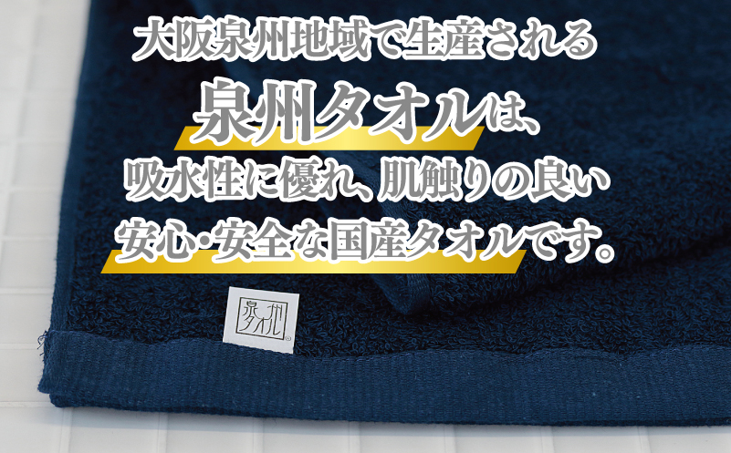 【ホテル基準】吸水性バツグン！ フェイスタオル 6枚 (ネイビー)  【国内生産 泉州タオル 国産 吸水 普段使い シンプル 日用品 家族 ファミリー】