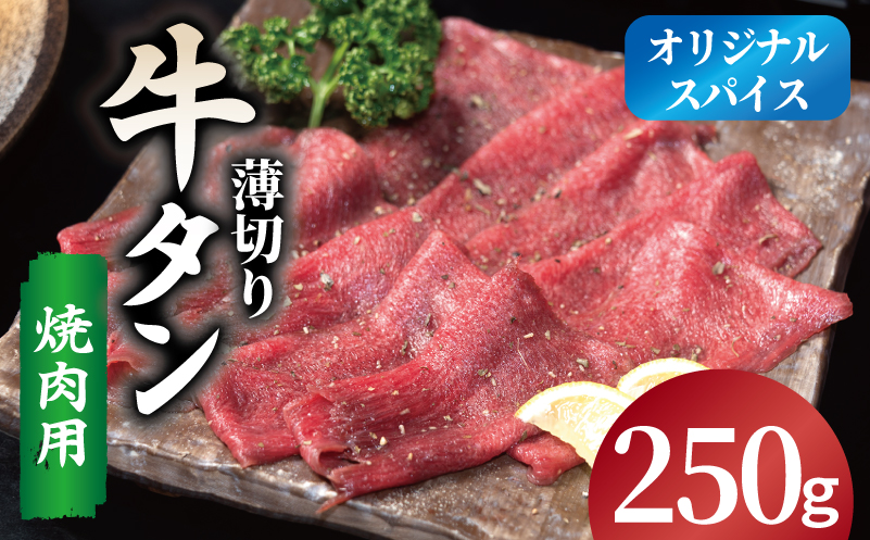 焼肉 牛タン 薄切り オリジナルスパイス  小分け お試し少量パック（250g×1P）