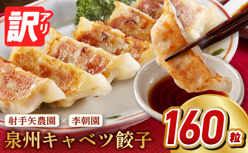 【訳アリ】泉州キャベツ餃子160粒【射手矢農園×李朝園 生餃子 手作り ぎょうざ ギョーザ 惣菜 冷凍 焼くだけ 簡単調理 フードロス削減】