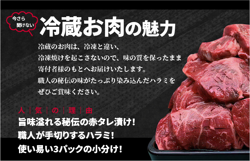 010B597 ノン・フローズン牛ハラミたれ漬焼肉 合計1.2kg（400g×3P）|JALふるさと納税|JALのマイルがたまるふるさと納税サイト