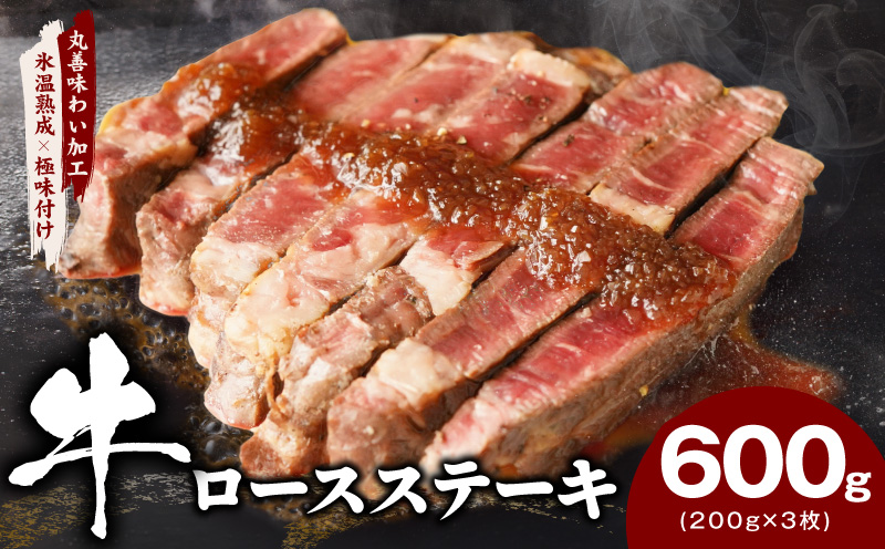 牛肉 ロースステーキ 600g【氷温熟成×極味付け 約200g×3枚  訳あり サイズ不揃い 小分け 焼くだけ】