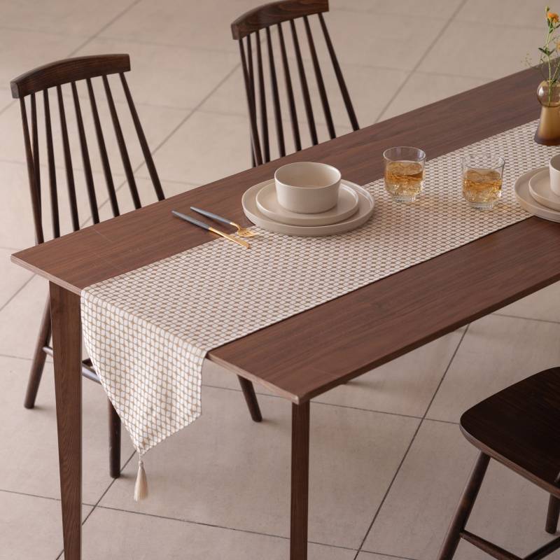 Calm Table runner with tassel／カルム テーブルランナー タッセルつき Mサイズ スノー