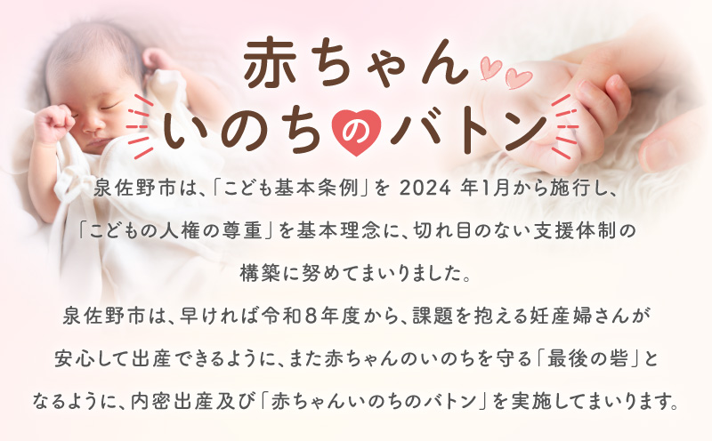【返礼品なし】赤ちゃんいのちのバトン関連応援寄附（大阪府泉佐野市）