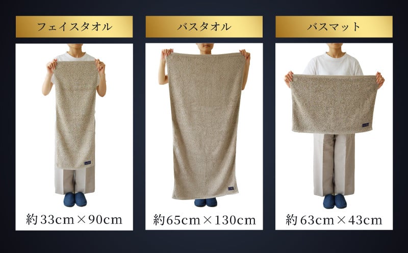 Landwell Hotel タオルセット グレー（バスタオル／フェイスタオル／バスマット） 【タオル 泉州タオル 単色 吸水 普段使い 無地 シンプル 日用品 ふわふわ ふかふか 家族 ファミリー】