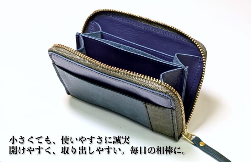板谷革工房 本革小銭入れ「一針の誠実」（紺×青緑×オリーブ）
