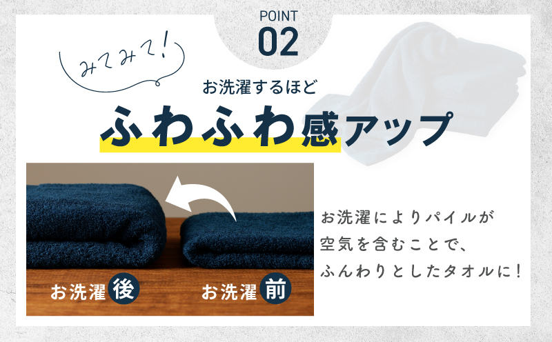 濃色カラー バスタオル 4枚セット（ネイビー＆ブルーグレー 各2枚）【泉州タオル 国産 吸水 普段使い シンプル 日用品 家族 ファミリー】