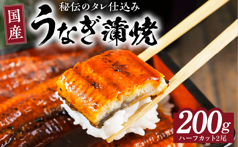 国産うなぎ ハーフカット 合計 200g 秘伝のたれ 蒲焼 訳あり 鰻 ウナギ 無頭 炭火焼き 備長炭 手焼き