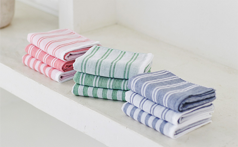 神藤タオル「シマ・フェイスタオル」（ダブル白地/レッド）3枚セット【国産 吸水 普段使い シンプル 日用品 家族 ファミリー】