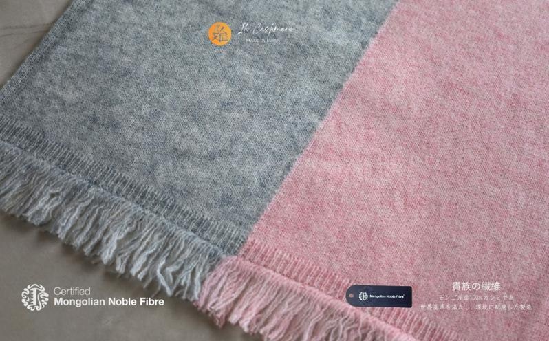 『Noble Fibre』100％カシミヤ・マフラー 桜色インターシャ【高級 カシミア おしゃれ ファッション 防寒 かしみあ】