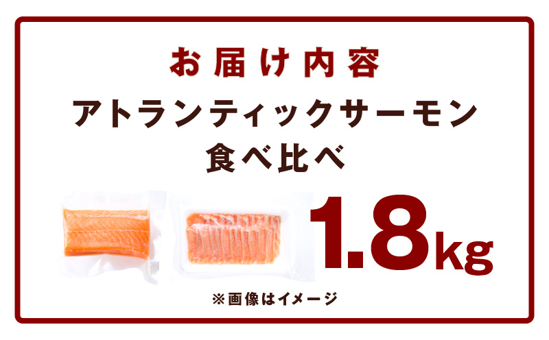アトランティックサーモン 食べ比べ 合計 1.8kg（スライス1kg／柵 800g）
