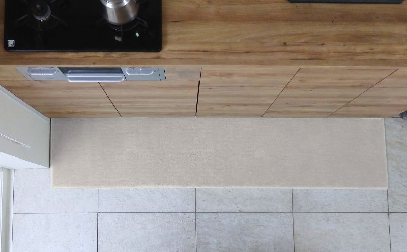 北欧風キッチンマット ラグマットタイプ 45×255cm ノーマル型 アッシュベージュ 抗菌防臭 SEK 織人しきもの屋工房