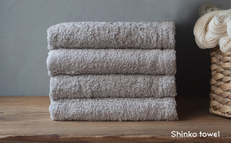 【TVで紹介！】おぅ！え〜やん フェイスタオル（グレー）4枚【泉州タオル 国産 吸水 普段使い 無地 シンプル 日用品 家族 ファミリー】