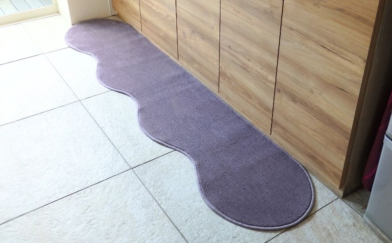 北欧風キッチンマット ラグマットタイプ 45×270cm ピーナッツ型 モーブ 抗菌防臭 SEK 織人しきもの屋工房