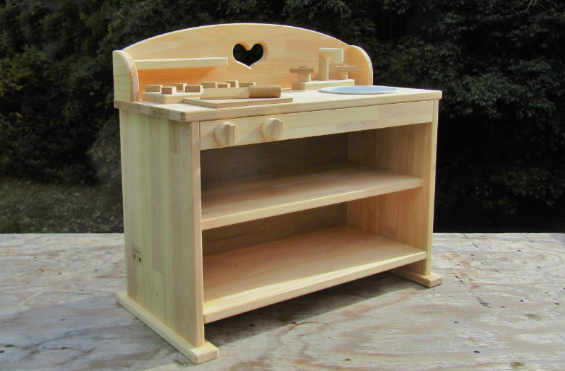 手作り木製 ままごとキッチン ＵＨＫ２（素材色バージョン）