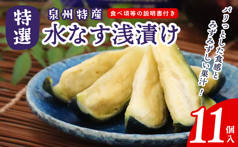 特選水なす浅漬け 11個入り【新鮮 野菜 泉佐野産 茄子 やさい 高評価 数量限定 大阪 泉佐野 大阪府 泉佐野市】