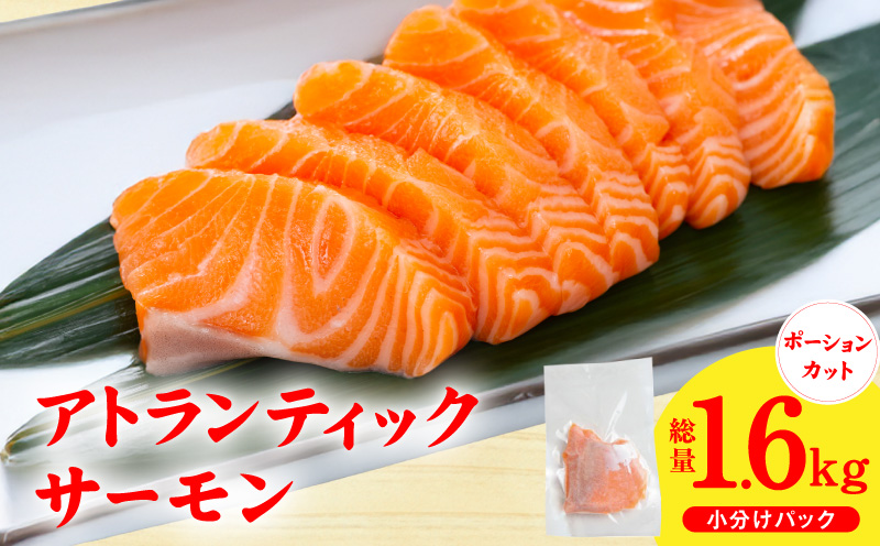 【スピード発送】アトランティックサーモン 1.6kg【小分け ポーション 柵切り 刺身 魚介 海鮮 さーもん 生食 訳あり サイズ不揃い】