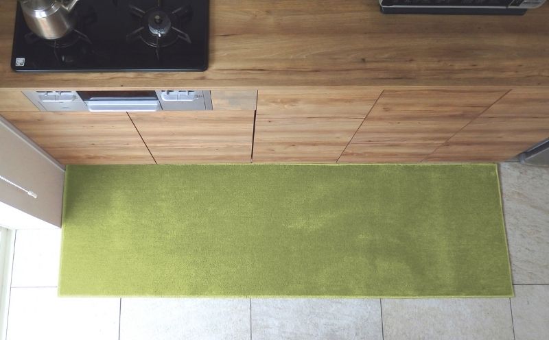 北欧風キッチンマット ラグマットタイプ 65×255cm ノーマル型 ピスタチオ 抗菌防臭 SEK 織人しきもの屋工房