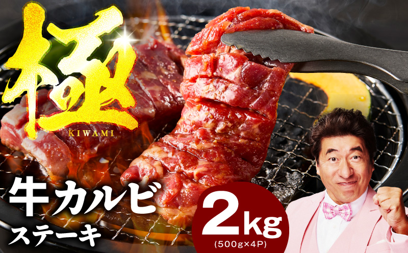 赤身カルビ ステーキ 2kg 焼肉用 500g×4P【氷温熟成×特製ダレ 牛肉 バラ 切り落とし 訳あり サイズ不揃い】