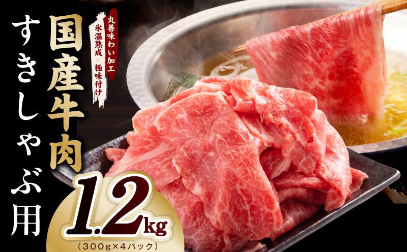 国産牛肉 すきしゃぶ用 1.2kg【氷温熟成×極味付け 小分け 300g×4P 薄切り スライス すき焼き しゃぶしゃぶ 訳あり サイズ不揃い 大阪 泉佐野 大阪府 泉佐野市】