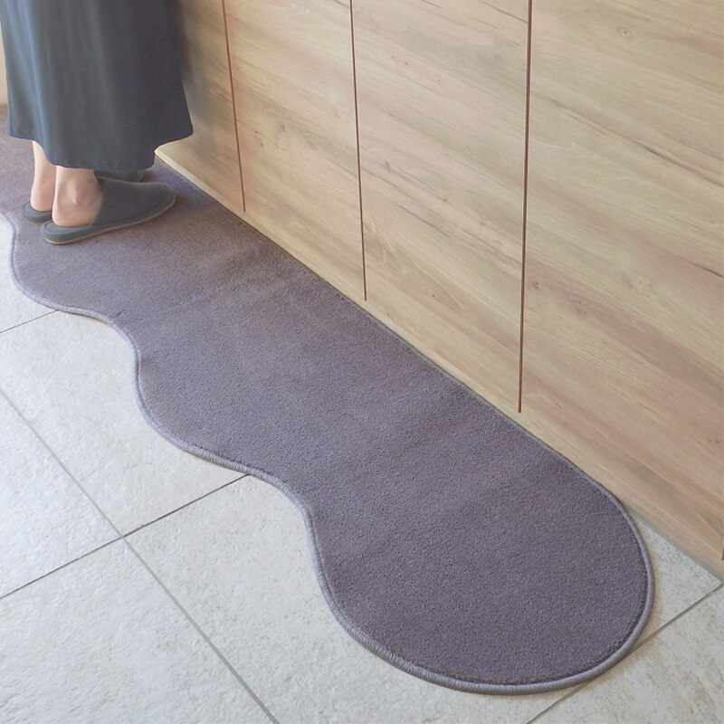 北欧風キッチンマット ラグマットタイプ 45×150cm ピーナッツ型 モーブ 抗菌防臭 SEK 織人しきもの屋工房